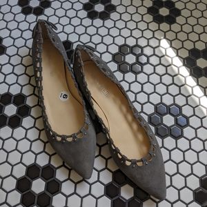 Grey suede flats